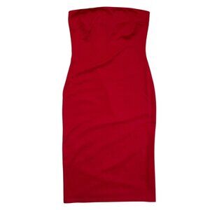 Marcella New York Natalia Strapless Midi Dress‎ Red Large NWT Party Cocktail